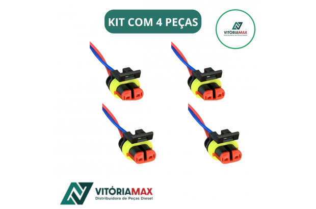 Kit 4 Conector Chicote 2 Vias Lanterna Led Lateral Carreta
